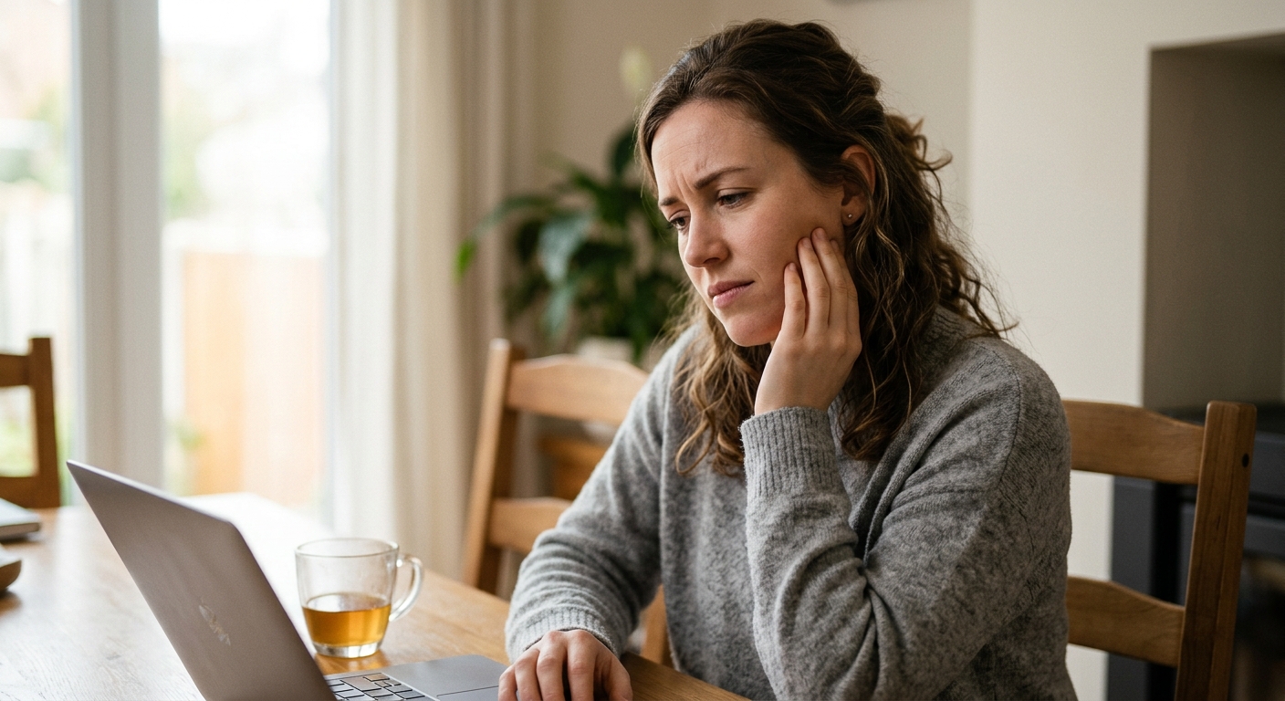 Person der masserer kinden på grund af tandklemning og kæbespænding
